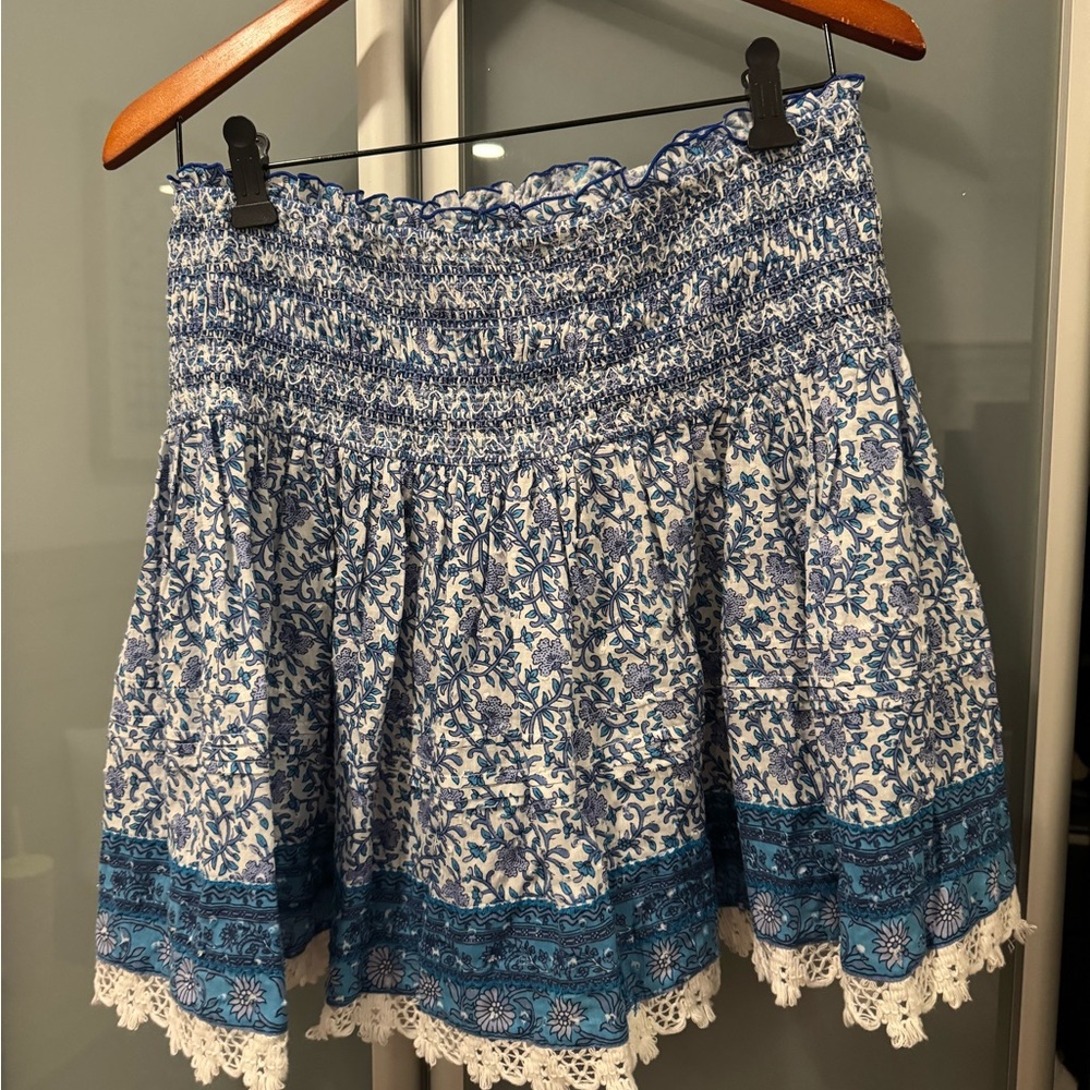 Poupette St Barth Floral Blue and White Skirt